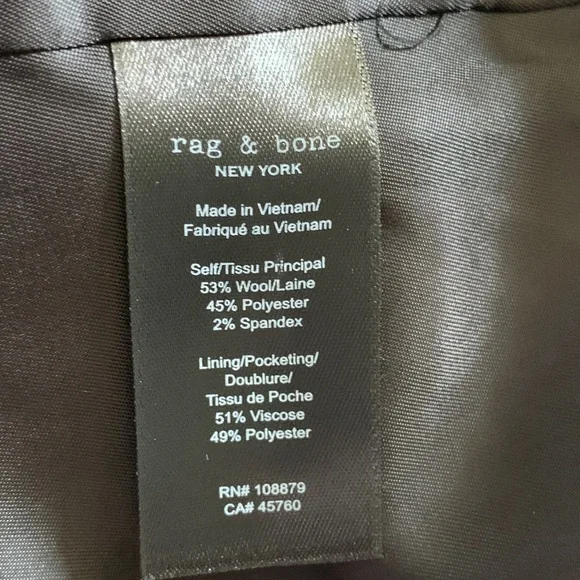 rag & bone Andi Full length Trouser High Waist Ankle Wide Leg /Color: Blue plaid - Picture 7 of 11